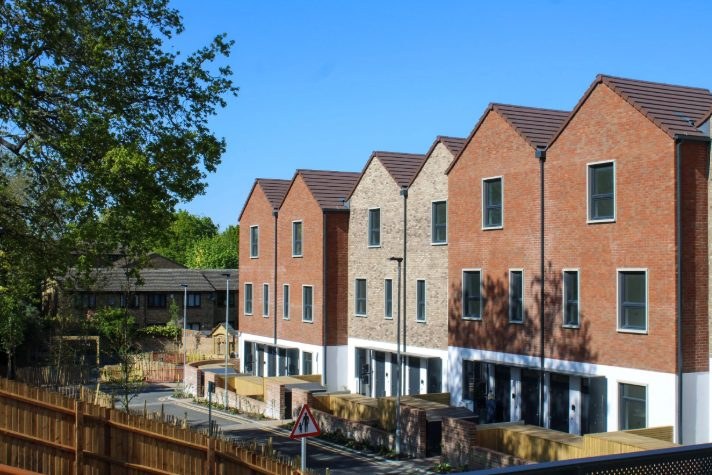 Completed terraced homes at Platinum Jubilee Close